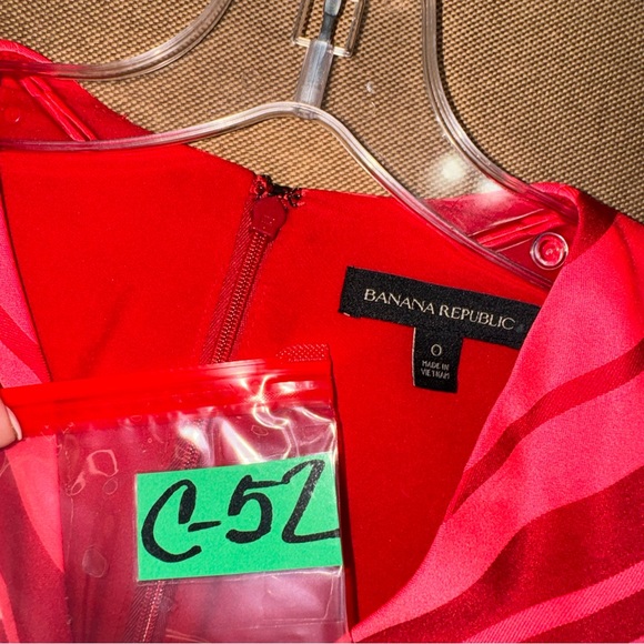 Banana Republic Striped Red/Pink Cocktail V Neck Dress Size 0 - Picture 7 of 15
